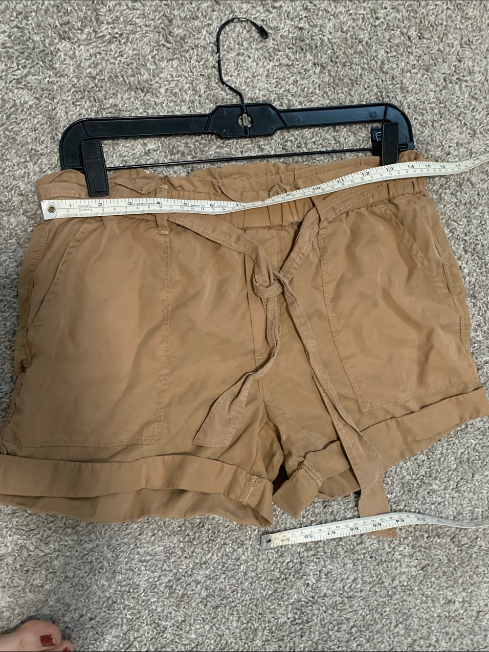 Aerie Tan Tie-Waist Lyocell High Waisted Cuffed Relaxed Shorts - Picture 9 of 10